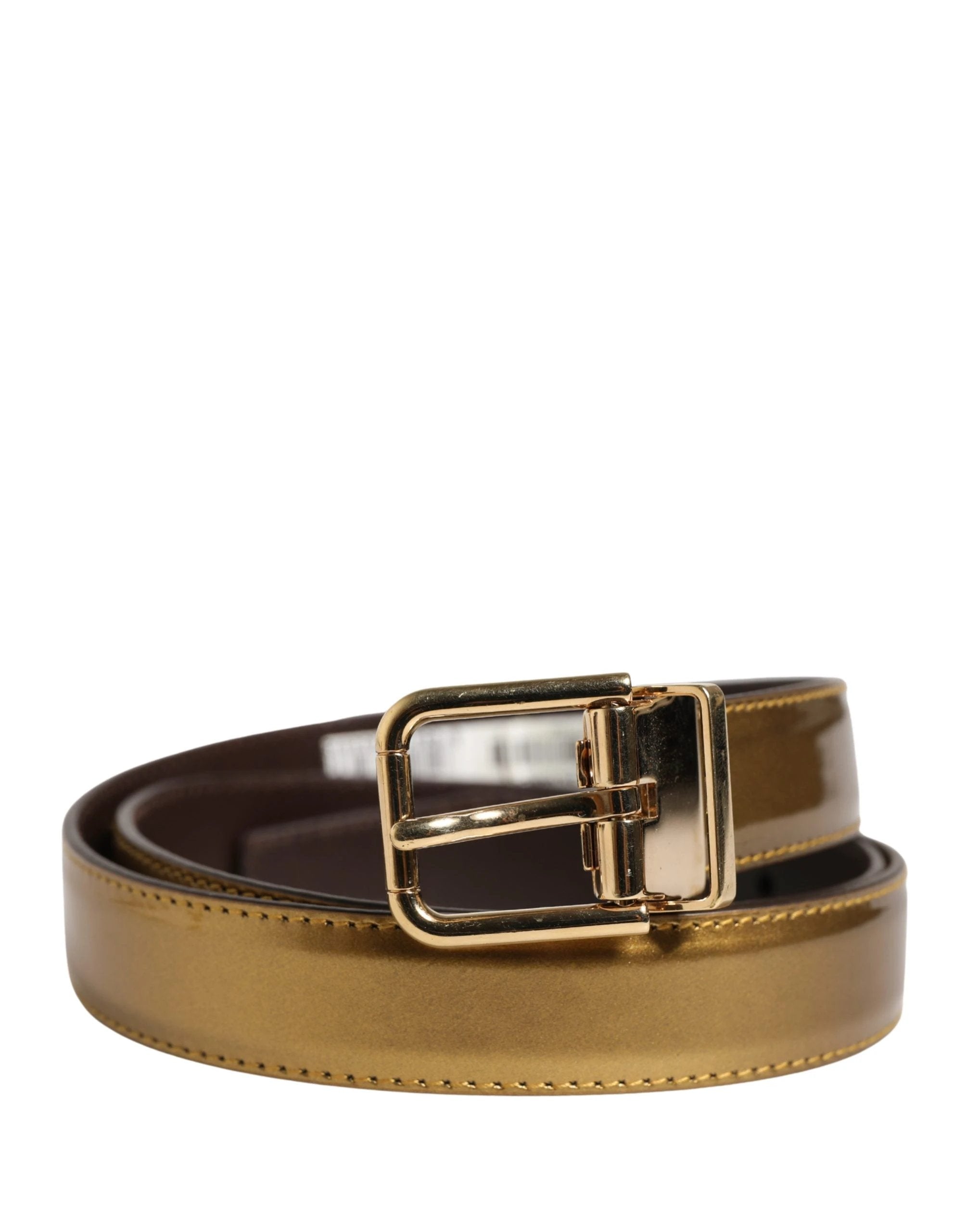 Ceinture Dolce &amp; Gabbana pour homme, en cuir doré classique avec boucle métallique
