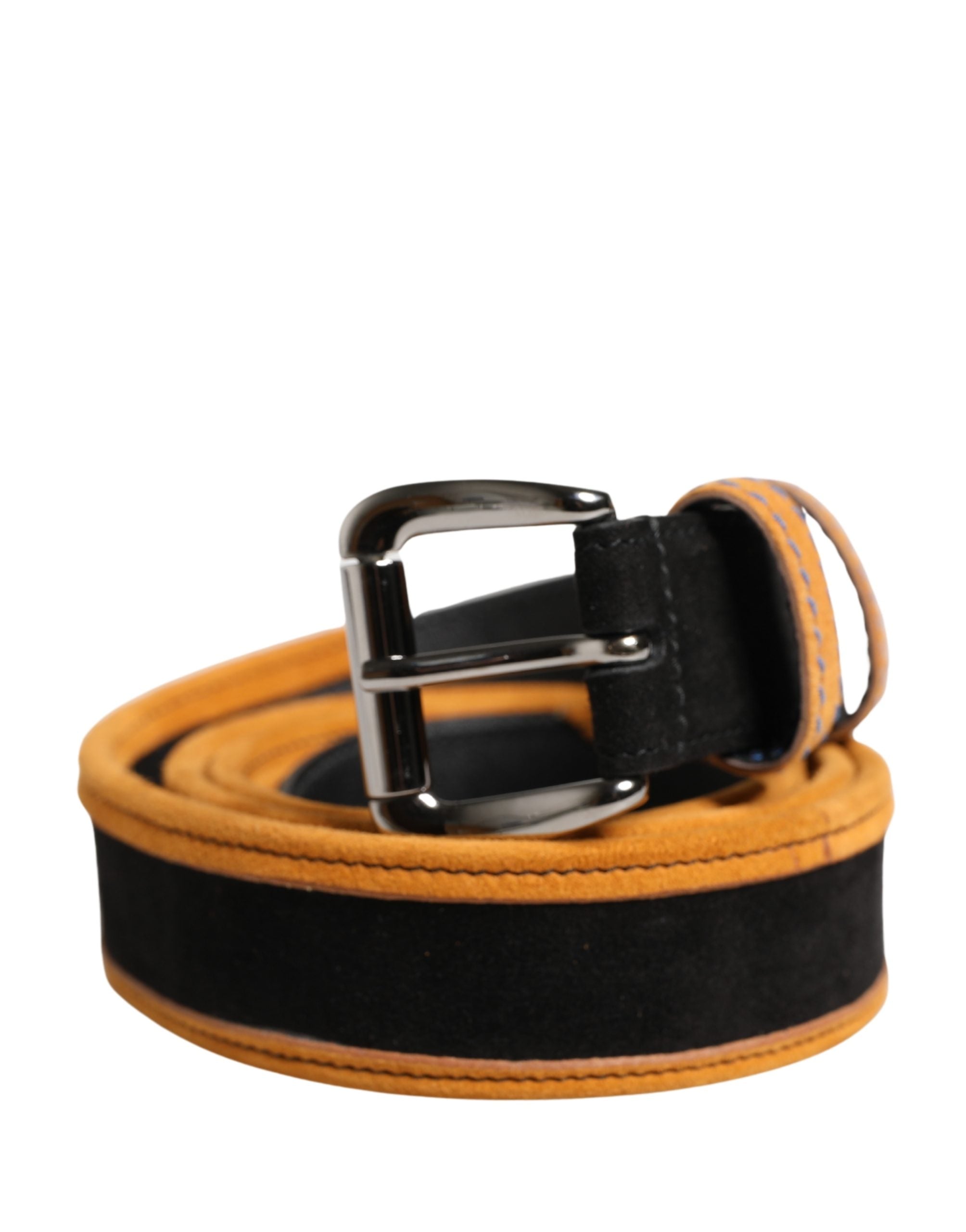 Ceinture Dolce &amp; Gabbana pour homme, noire et orange, en polyester avec boucle métallique