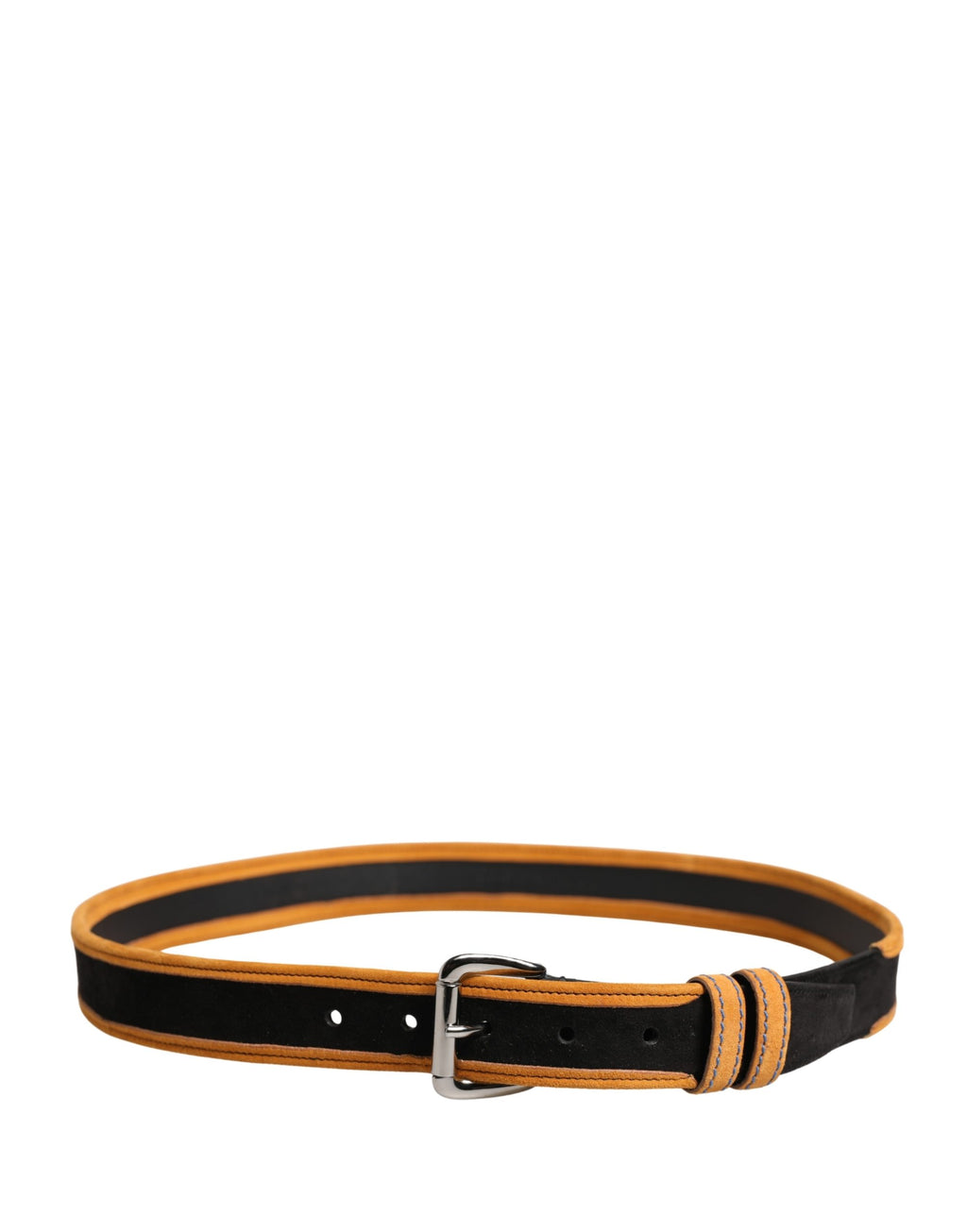 Ceinture Dolce &amp; Gabbana pour homme, noire et orange, en polyester avec boucle métallique