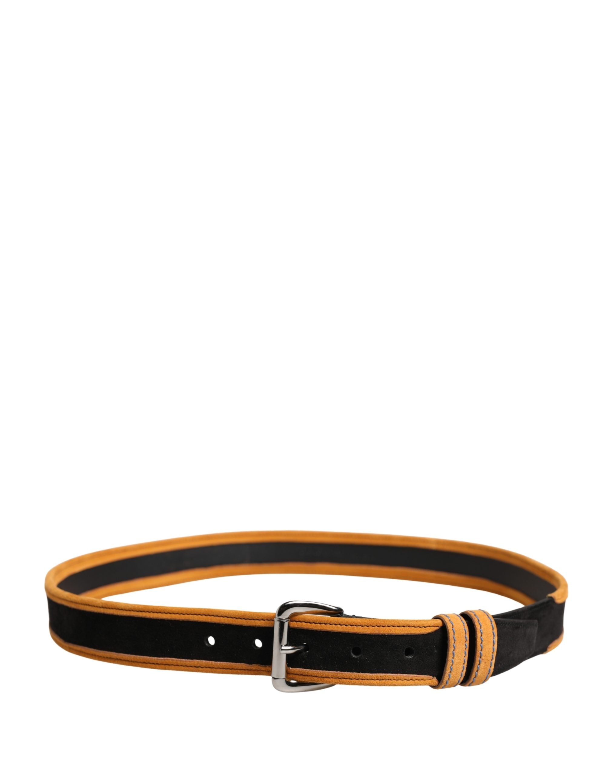 Ceinture Dolce &amp; Gabbana pour homme, noire et orange, en polyester avec boucle métallique