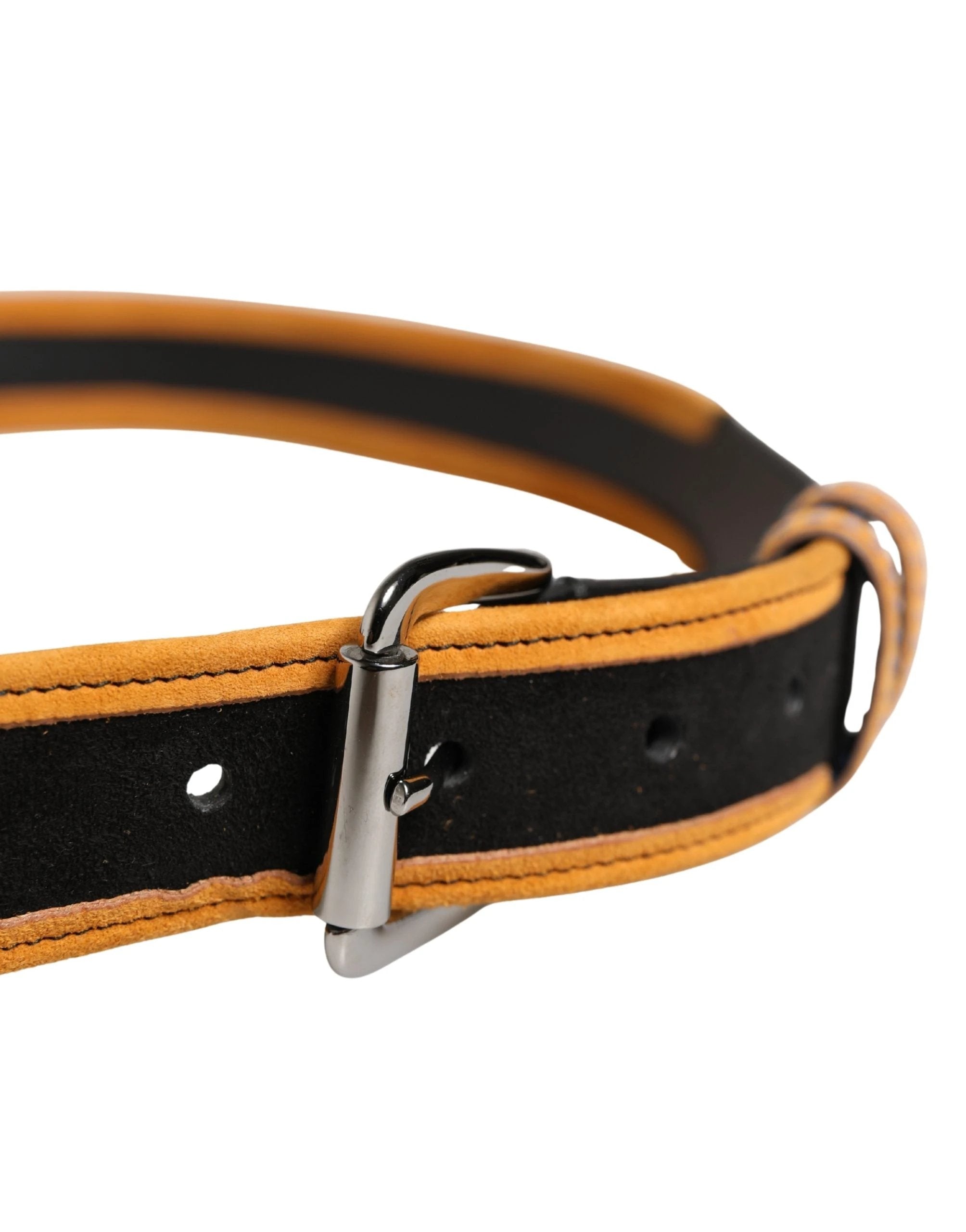 Ceinture Dolce &amp; Gabbana pour homme, noire et orange, en polyester avec boucle métallique