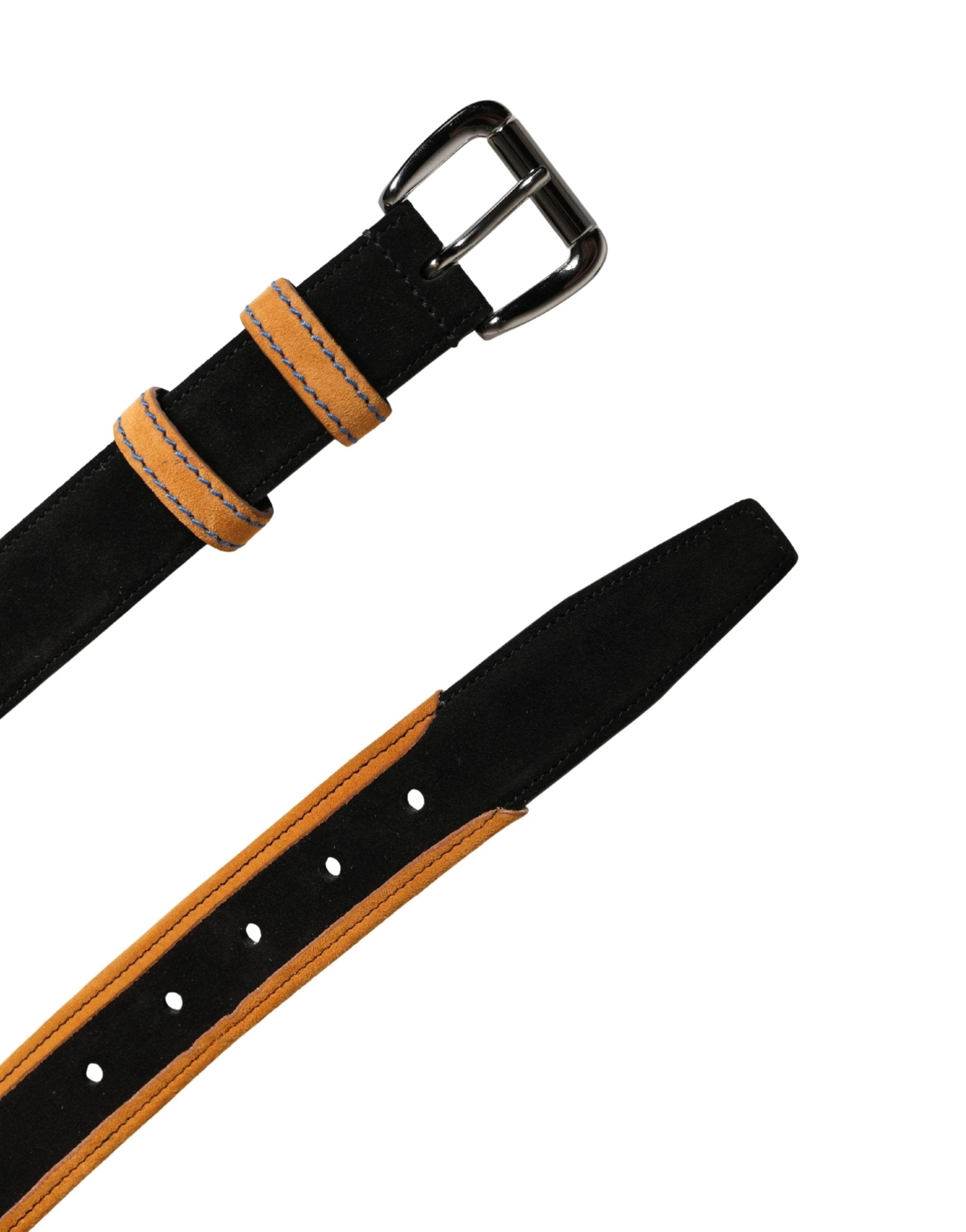 Ceinture Dolce &amp; Gabbana pour homme, noire et orange, en polyester avec boucle métallique
