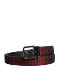 Dolce & Gabbana Men Red Jacquard Acetate Metal Buckle Belt Dolce & Gabbana