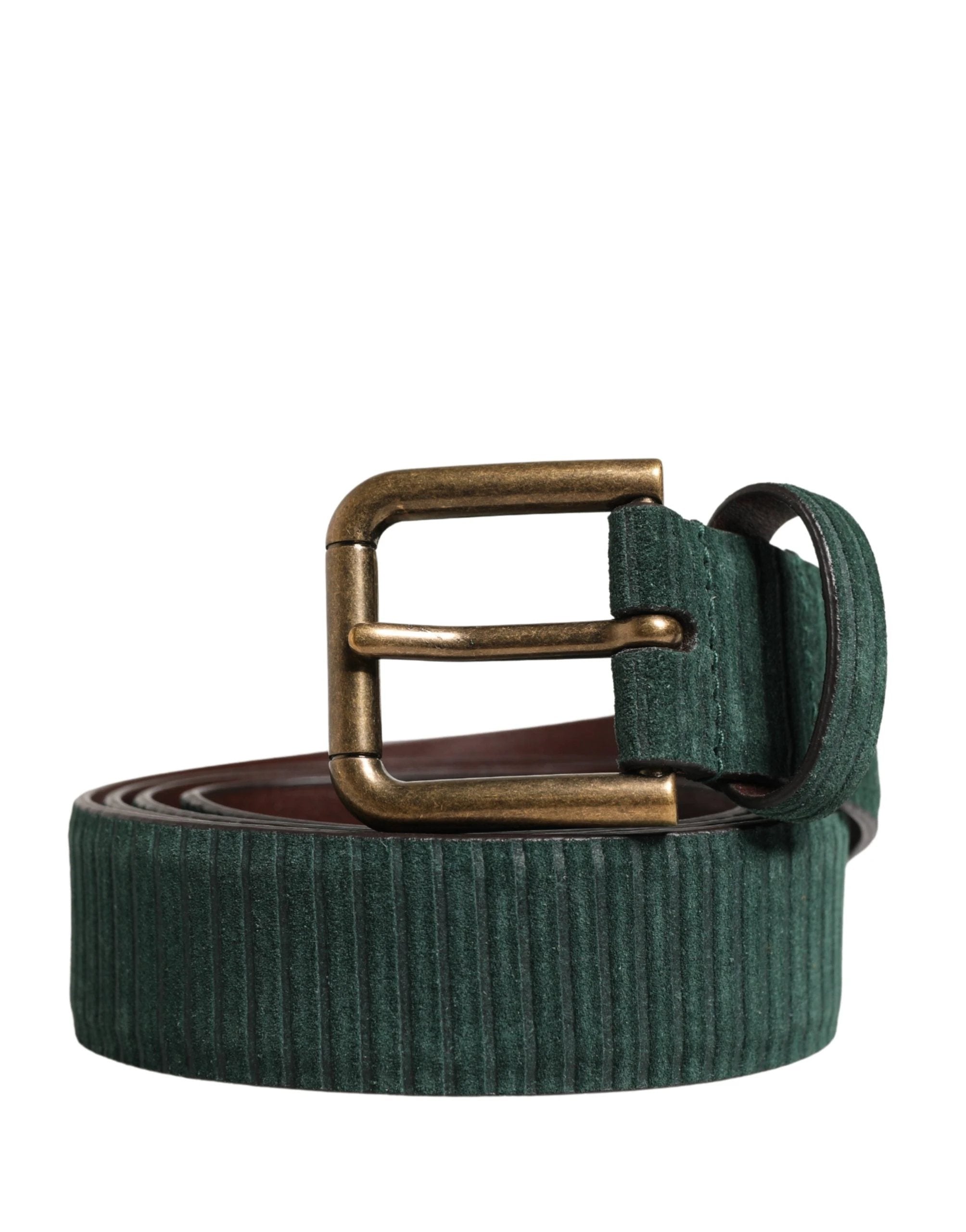 Ceinture Dolce &amp; Gabbana pour homme en cuir velours vert avec boucle en métal