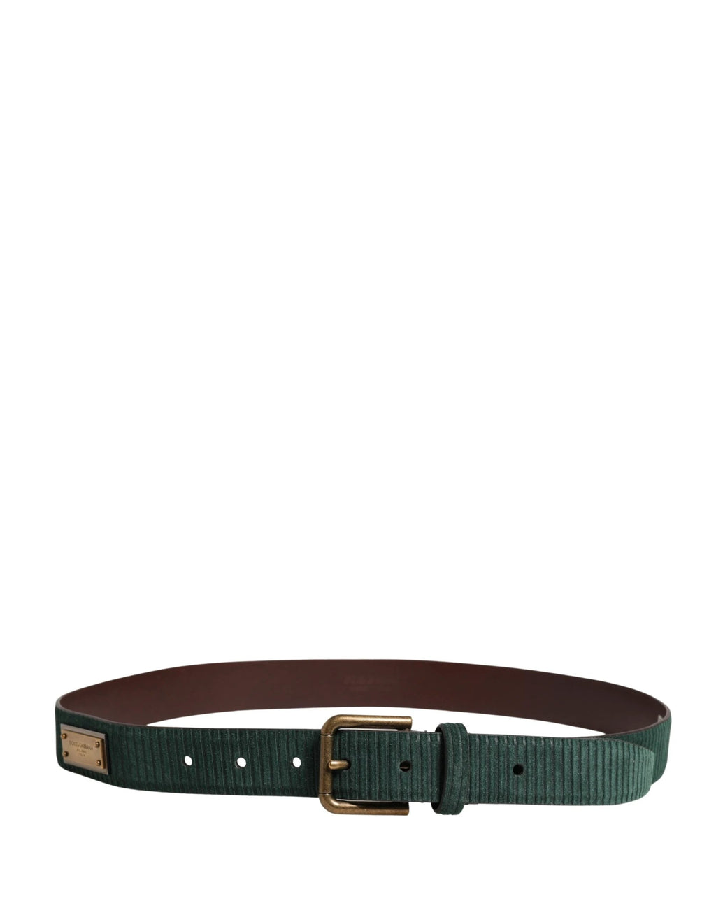 Ceinture Dolce &amp; Gabbana pour homme en cuir velours vert avec boucle en métal