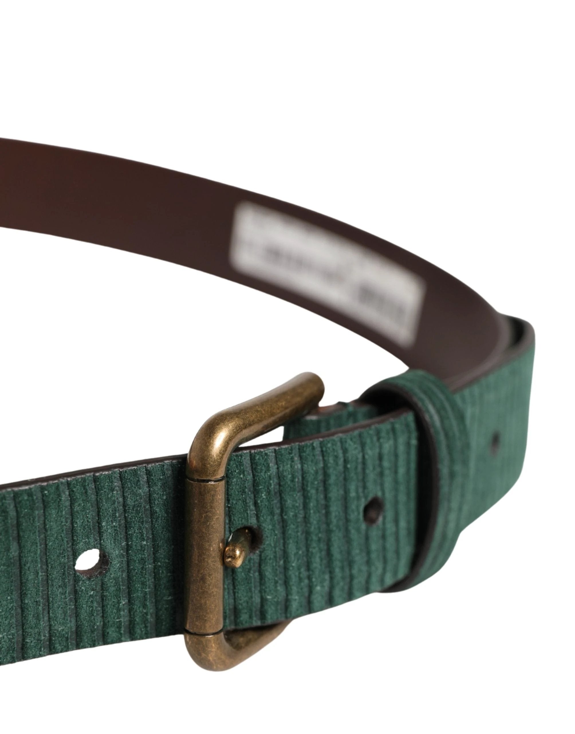 Ceinture Dolce &amp; Gabbana pour homme en cuir velours vert avec boucle en métal