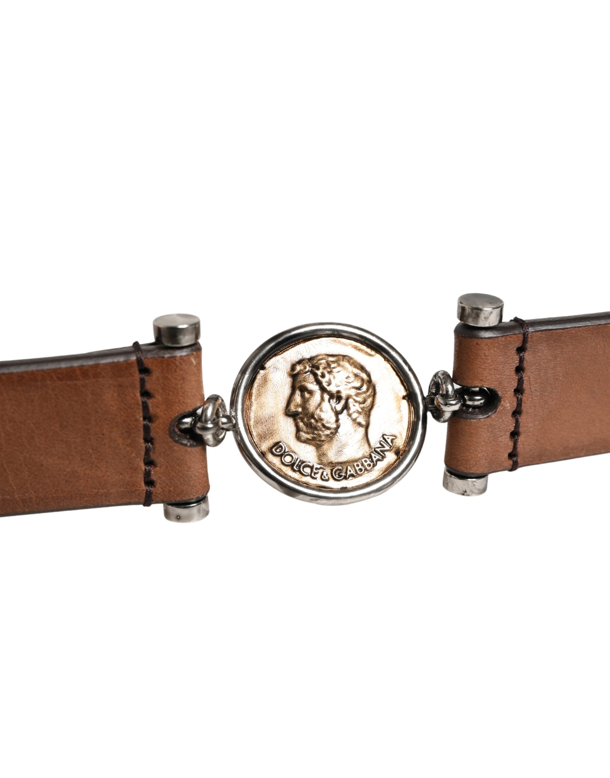 Ceinture Dolce &amp; Gabbana pour homme, en cuir marron classique avec boucle en métal