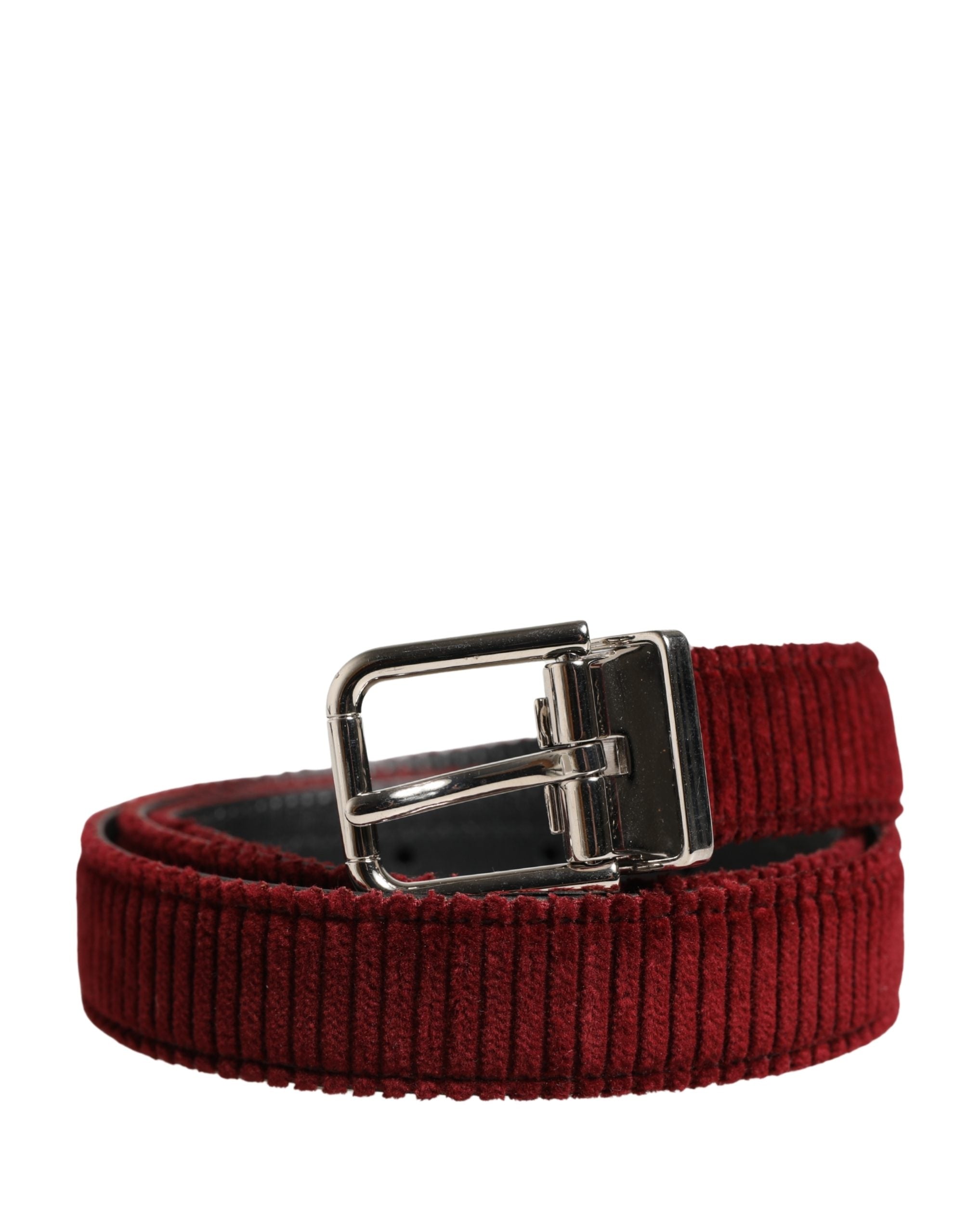 Ceinture Dolce &amp; Gabbana pour homme en cuir velours rouge avec boucle métallique