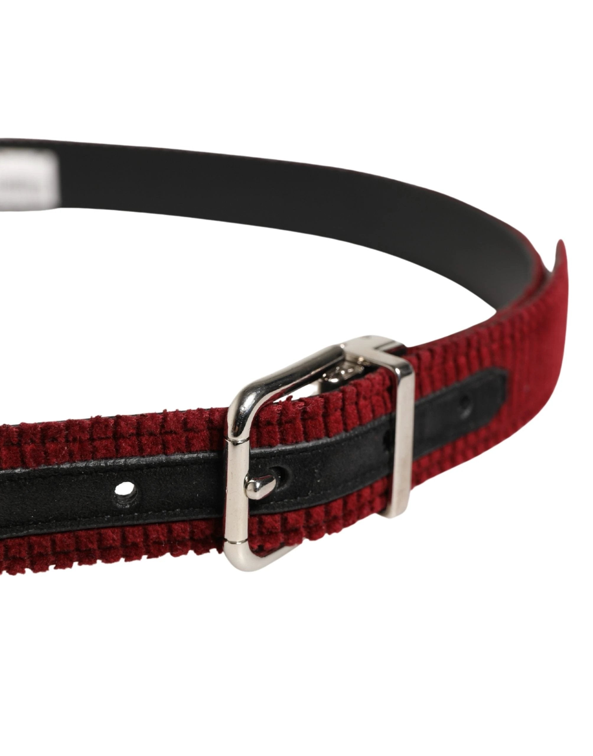 Ceinture Dolce &amp; Gabbana pour homme en cuir velours rouge avec boucle métallique