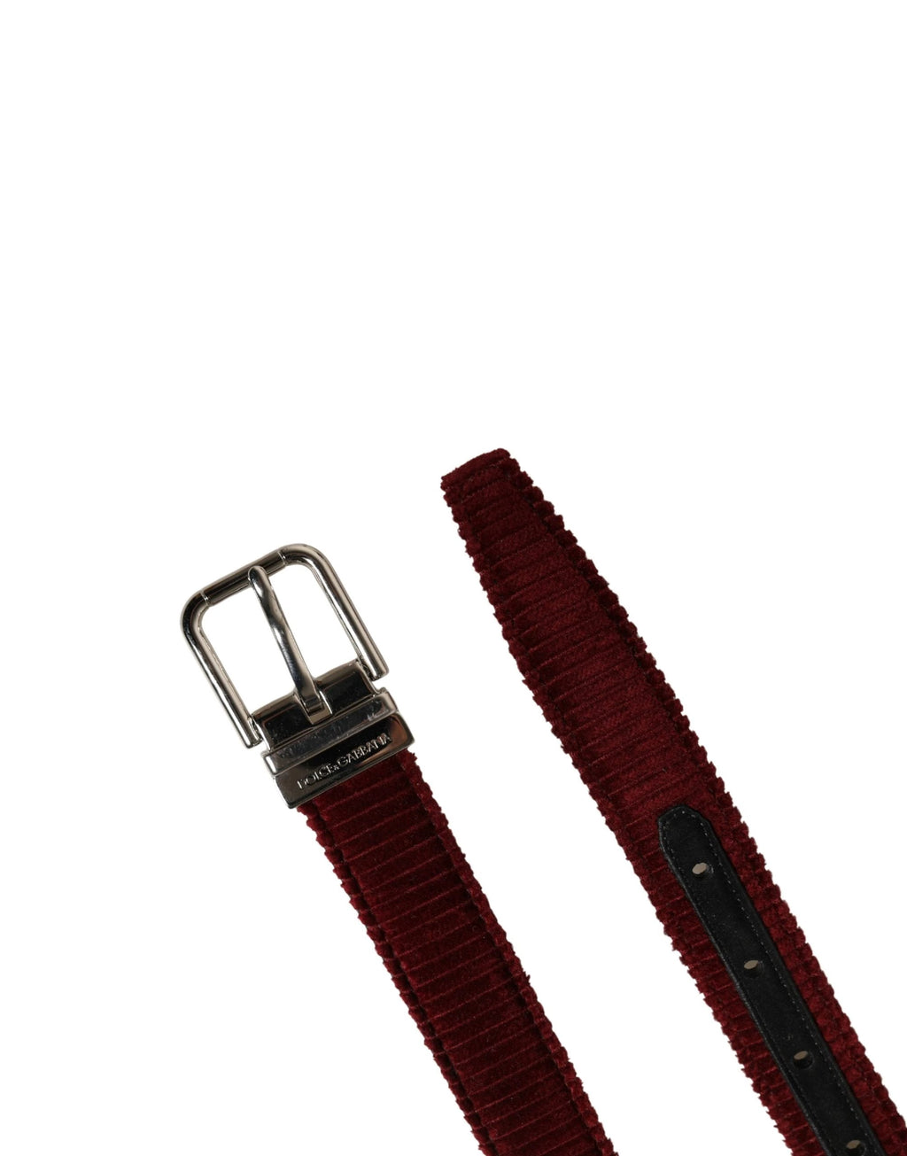 Ceinture Dolce &amp; Gabbana pour homme en cuir velours rouge avec boucle métallique