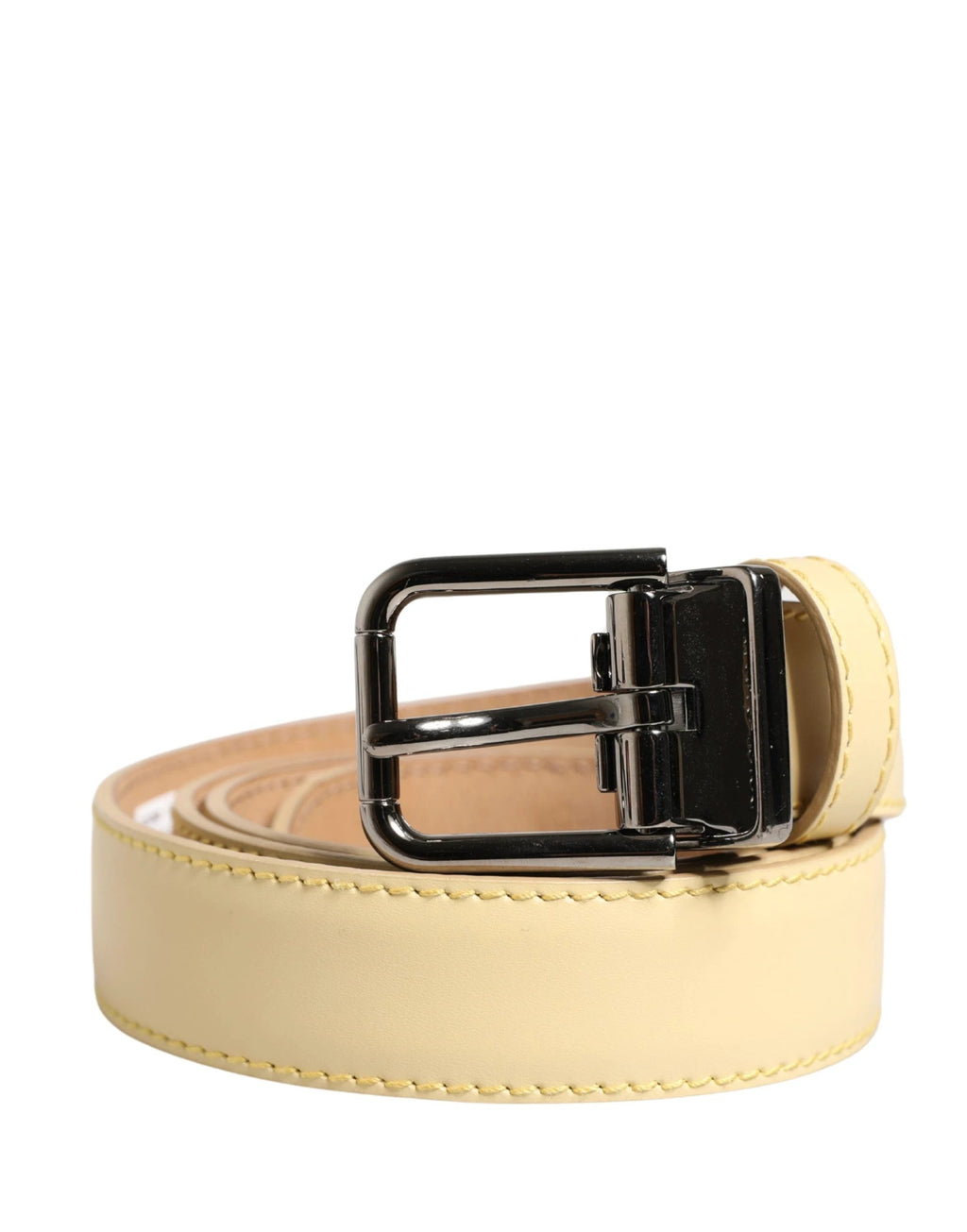 Dolce & Gabbana Men Yellow Classic Leather Metal Buckle Belt