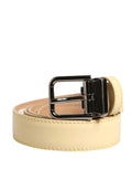 Dolce & Gabbana Men Yellow Classic Leather Metal Buckle Belt Dolce & Gabbana