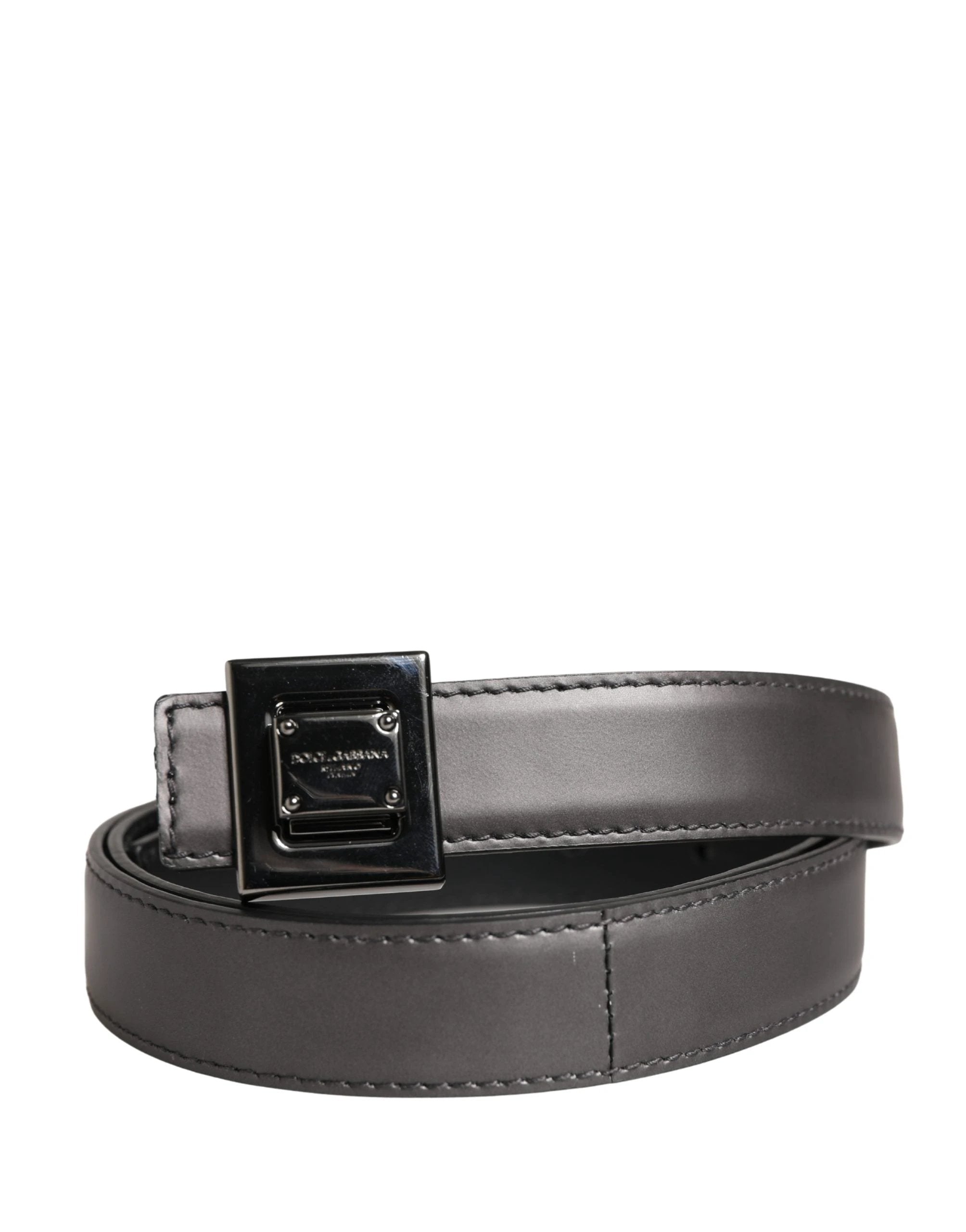 Ceinture Dolce &amp; Gabbana pour homme, en cuir argenté classique avec boucle carrée