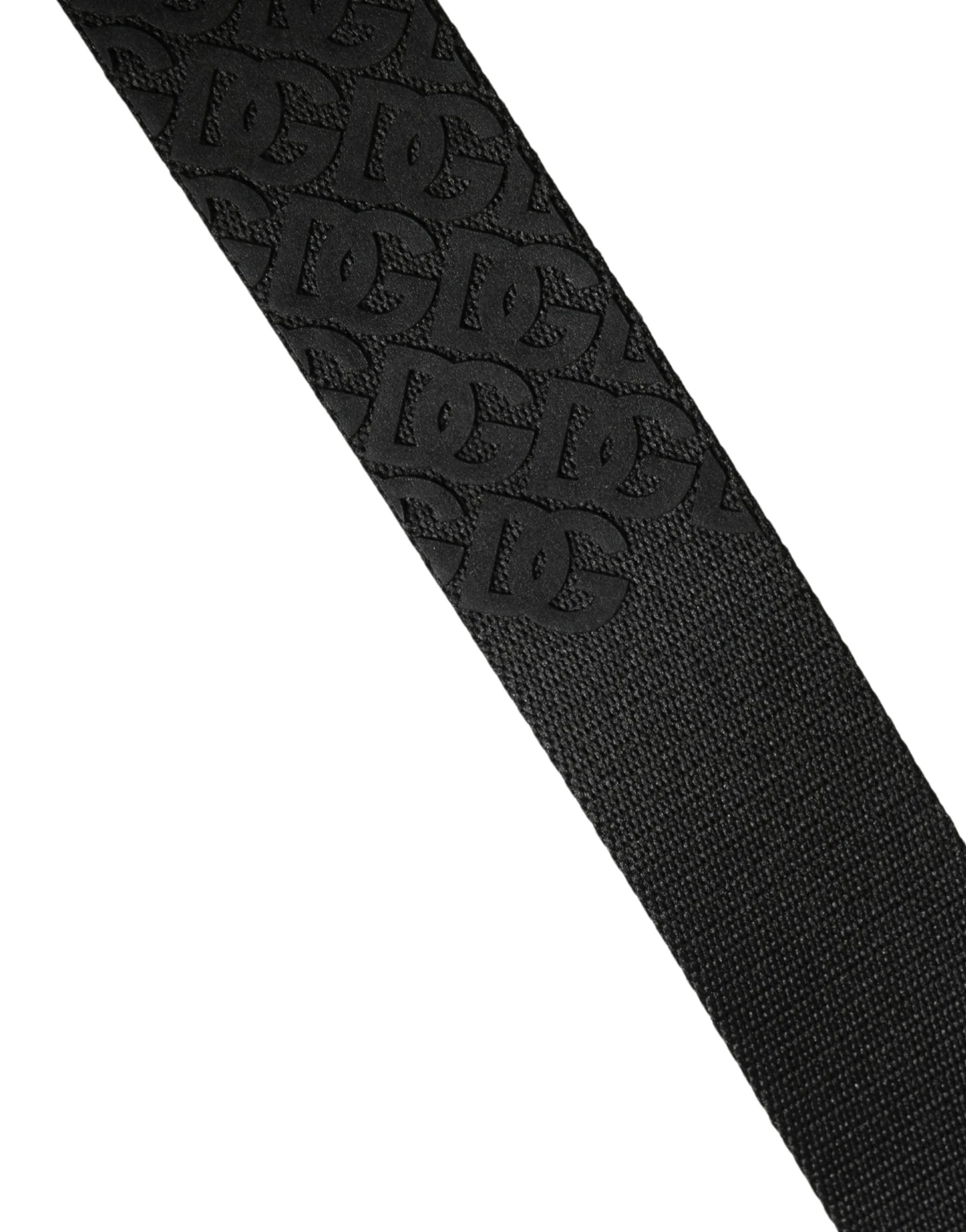 Ceinture Dolce &amp; Gabbana pour homme, noire, en polyester avec logo DG et boucle en métal