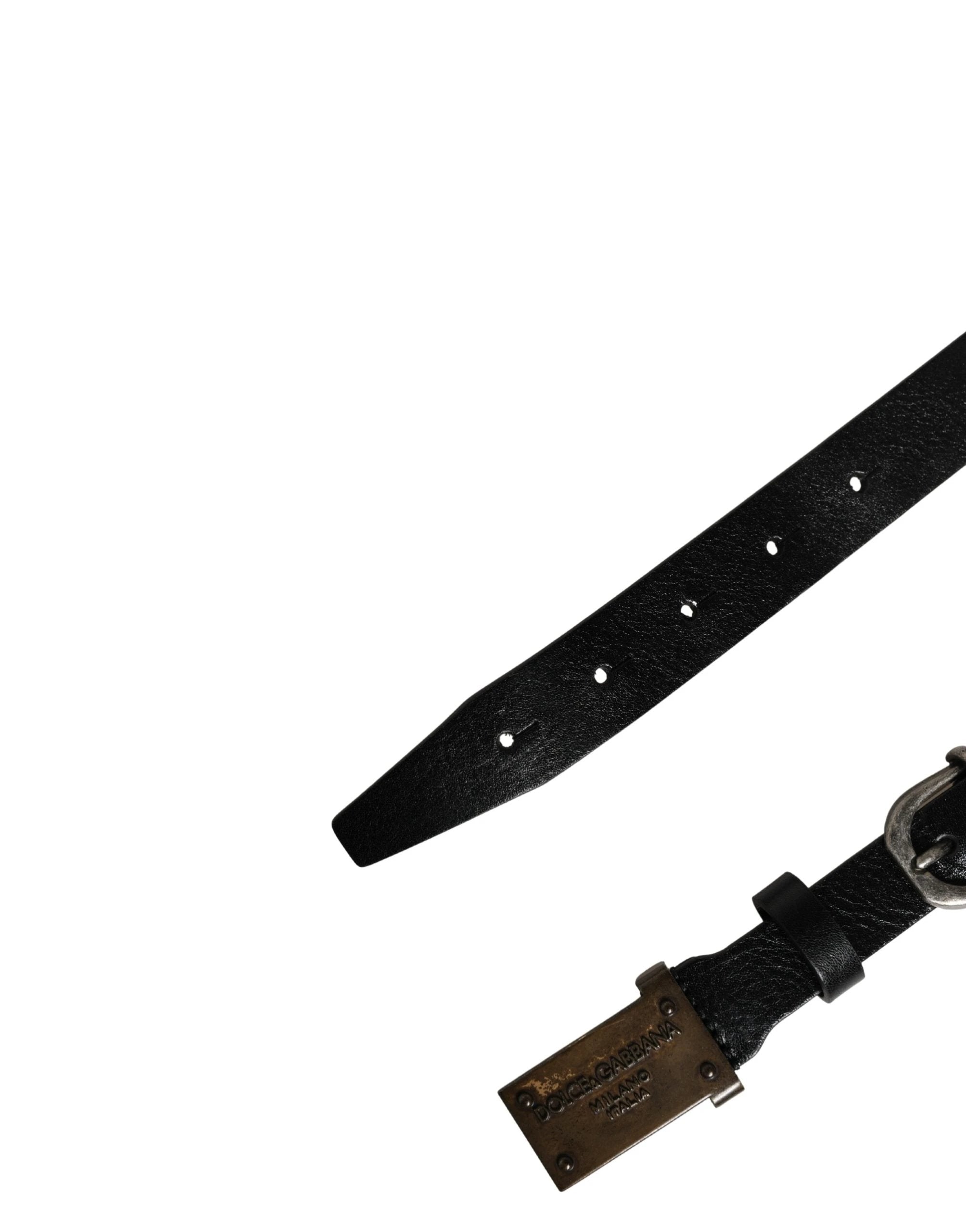 Ceinture Dolce &amp; Gabbana pour homme, en cuir noir classique avec boucle logo.
