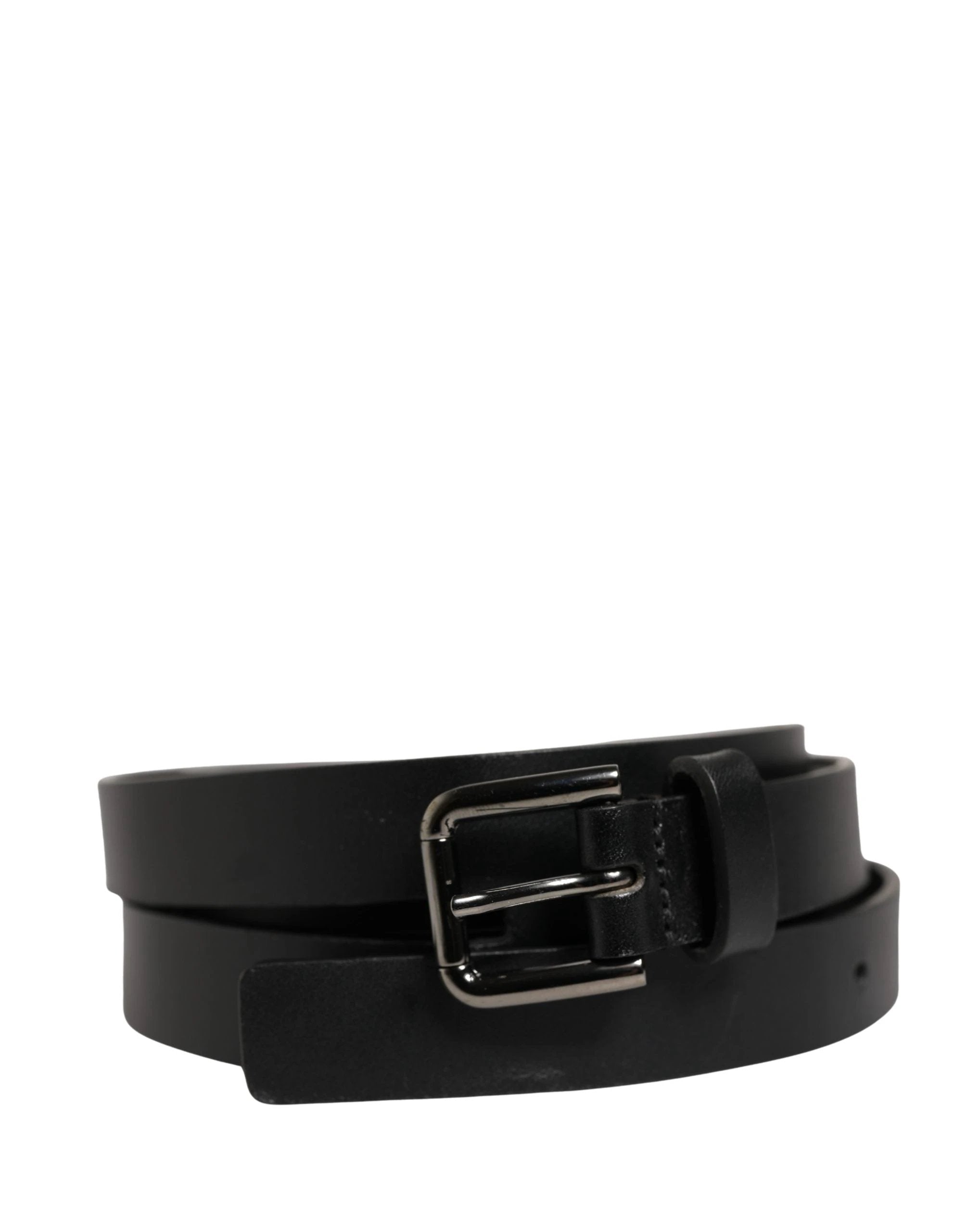 Ceinture Dolce &amp; Gabbana en cuir noir à double sangle et boucle argentée