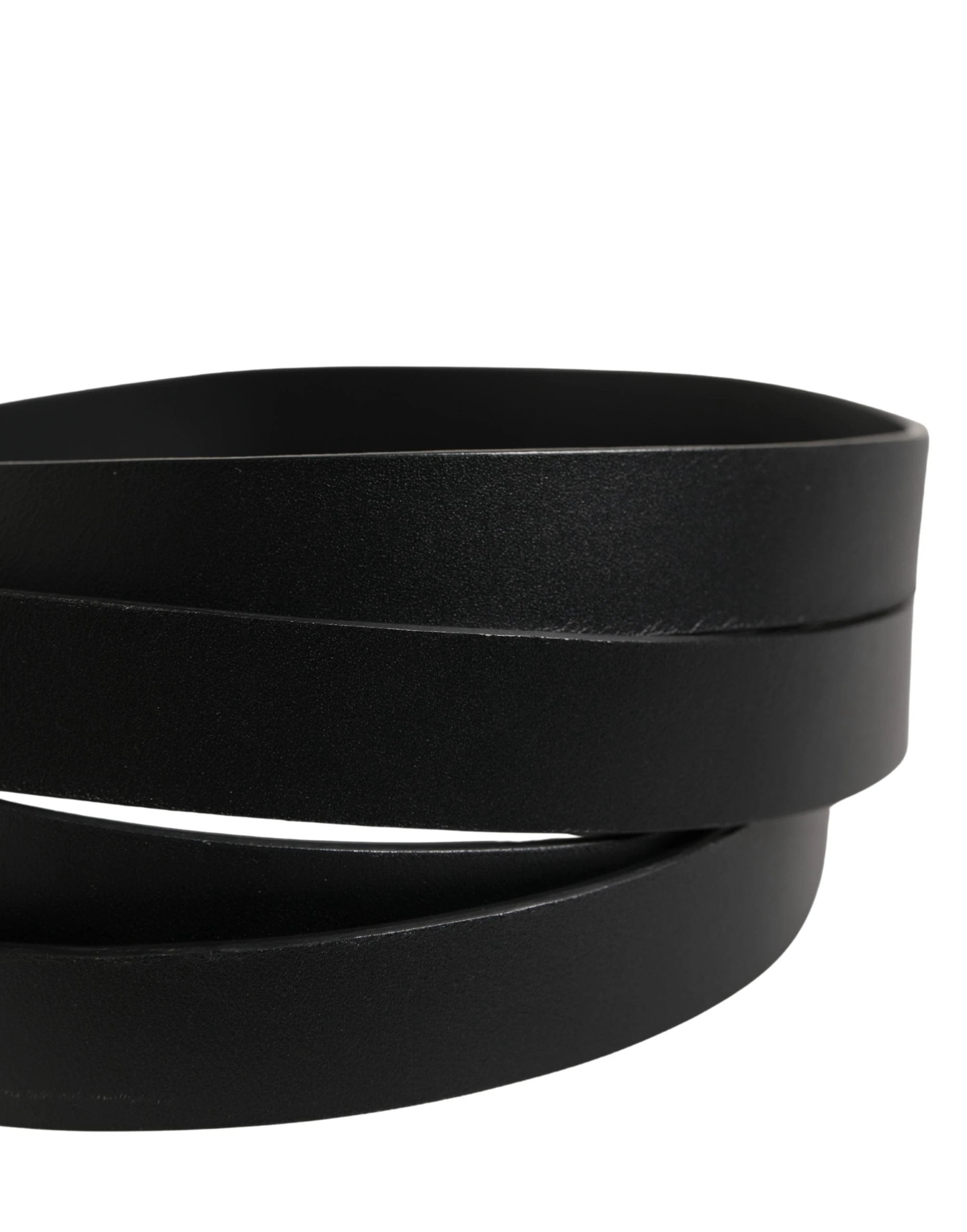 Ceinture Dolce &amp; Gabbana en cuir noir à double sangle et boucle argentée