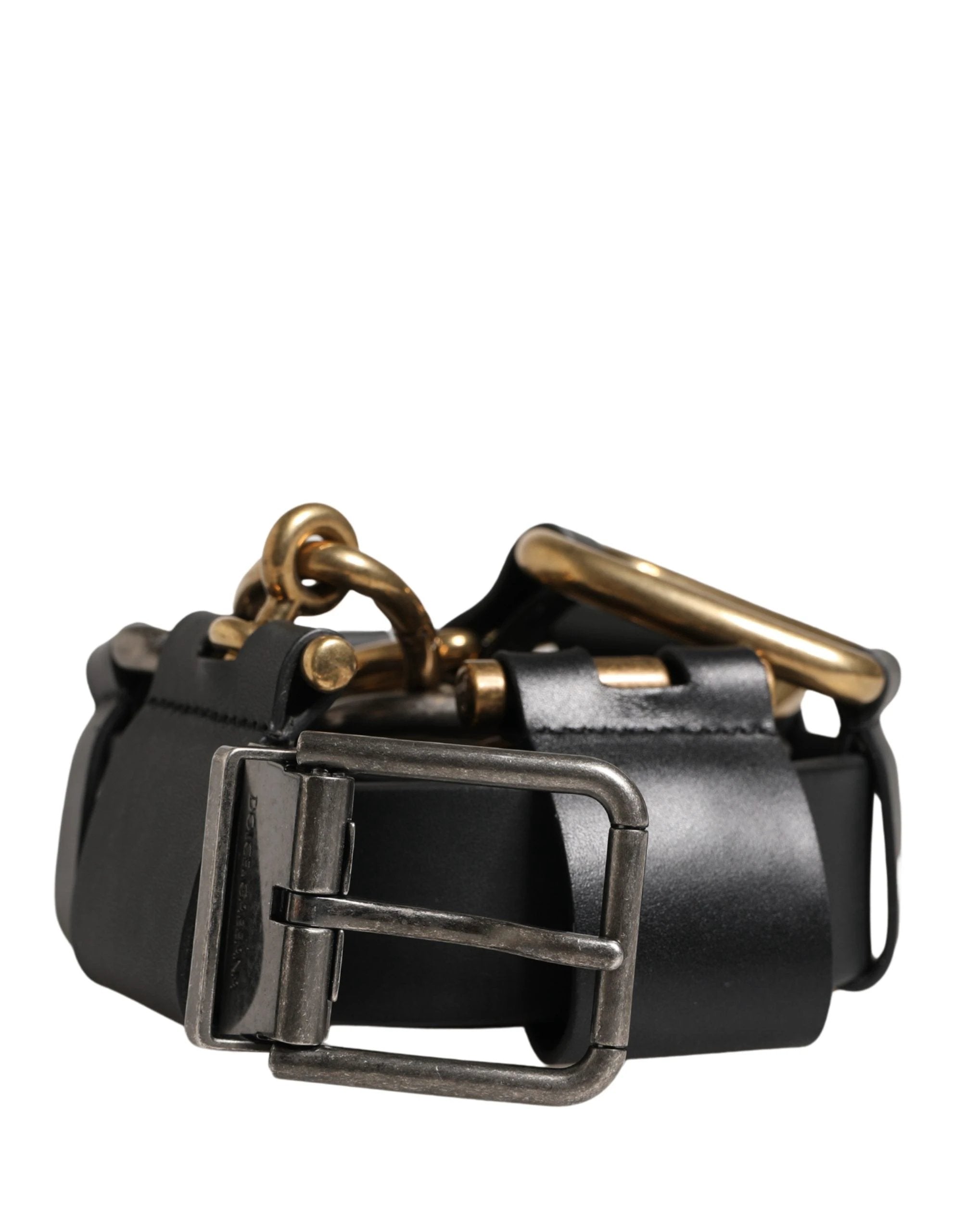 Ceinture Dolce &amp; Gabbana pour homme, en cuir noir classique avec boucle en métal