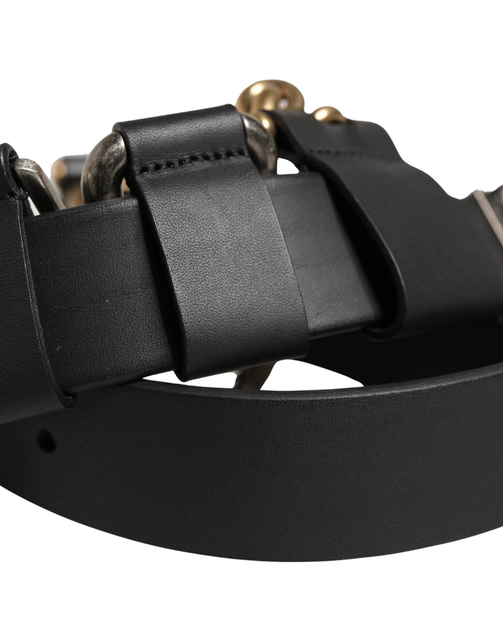 Dolce & Gabbana Men Black Classic Leather Metal Buckle Belt