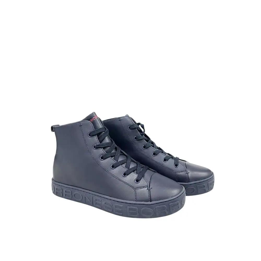 Baskets homme en cuir véritable bleu bourguignon