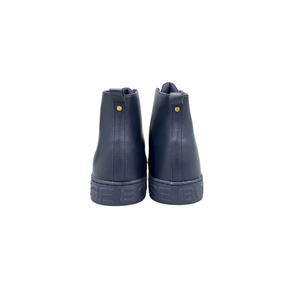 Baskets homme en cuir véritable bleu bourguignon