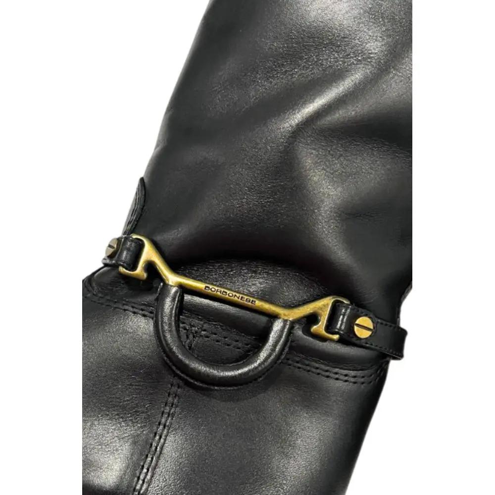 Bottes Borbonese en cuir noir pour femmes