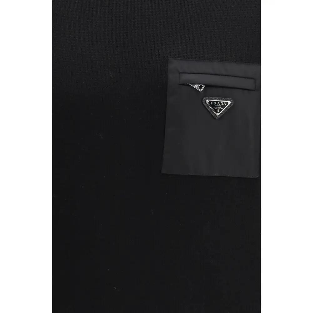Sweat-shirt en laine polaire noire Prada