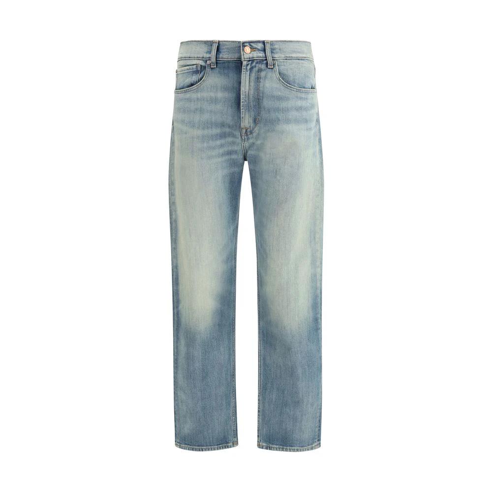 7FOR Blue Cotton Relaxed Fit Jeans