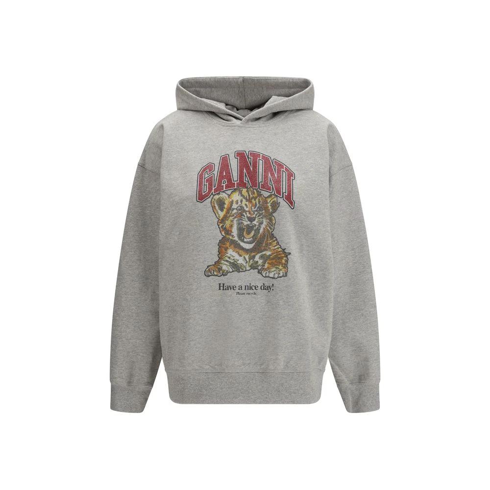 Sweat-shirt en coton gris Ganni