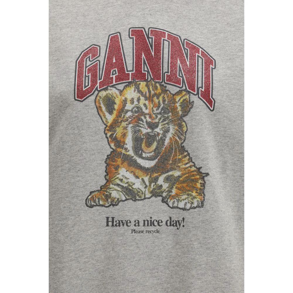 Sweat-shirt en coton gris Ganni