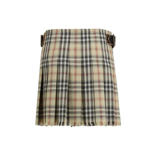 Jupe courte en laine multicolore Burberry