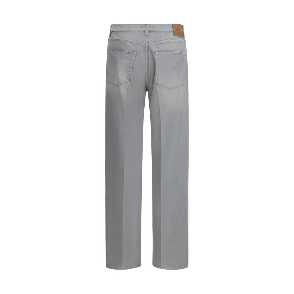Prada Gray Cotton Straight-Leg Jeans by Prada