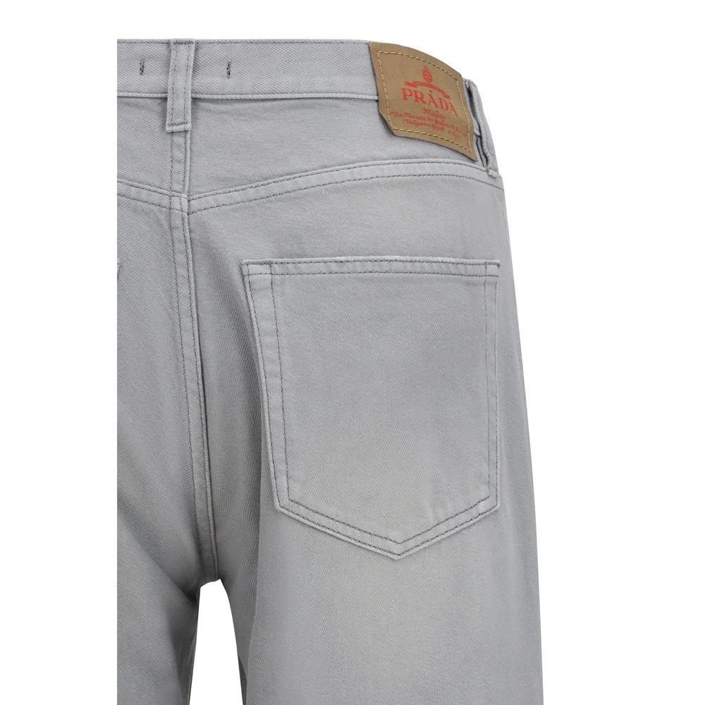 Prada Gray Cotton Straight-Leg Jeans by Prada