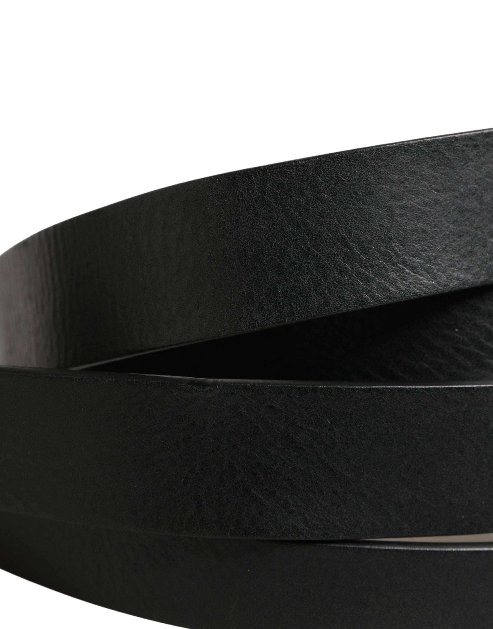 Ceinture Dolce &amp; Gabbana en cuir noir à double sangle et boucle argentée