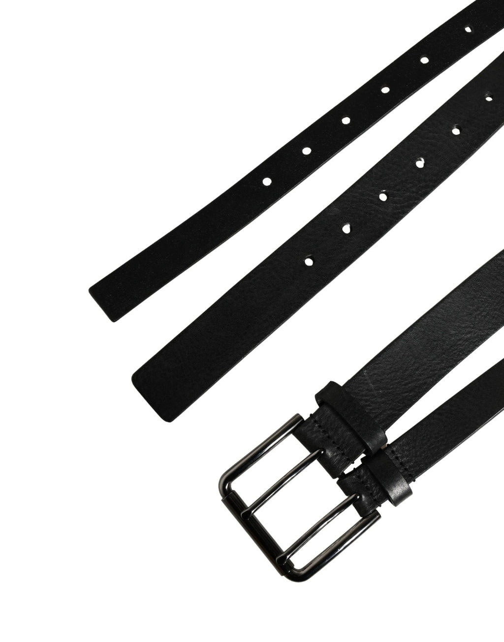 Ceinture Dolce &amp; Gabbana en cuir noir à double sangle et boucle argentée