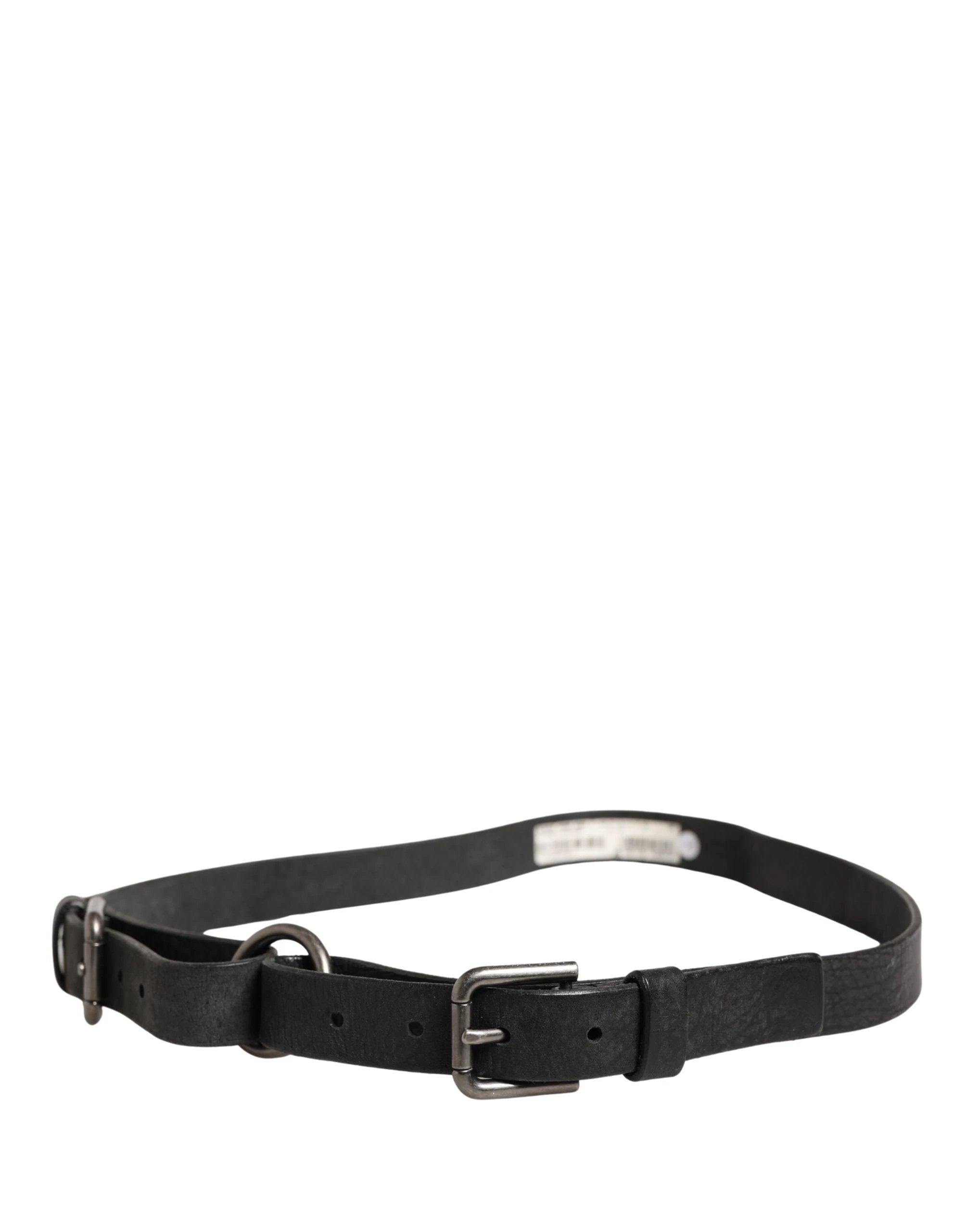Dolce & Gabbana Men Black Calfskin Leather Metal Buckle Belt