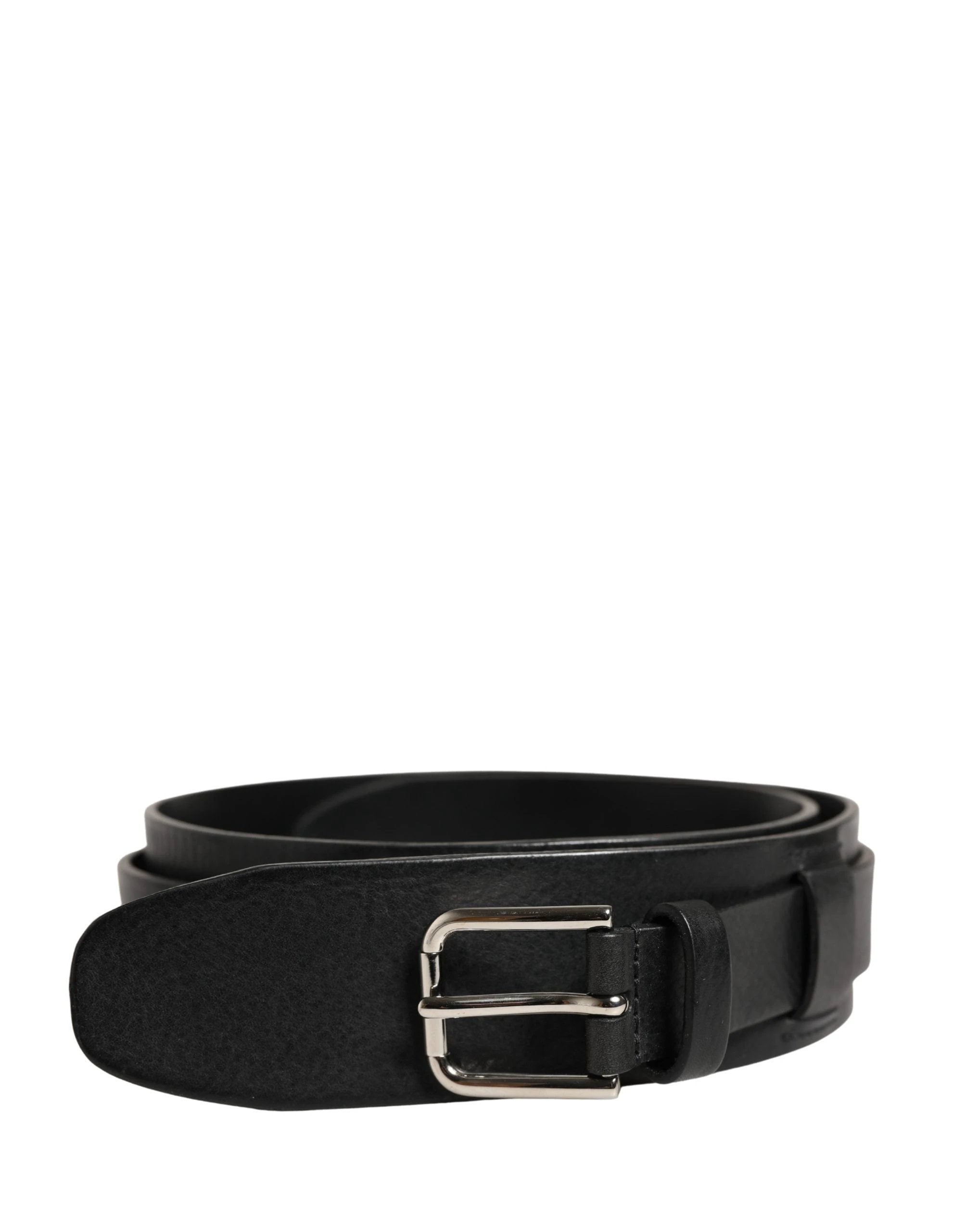 Dolce & Gabbana Men Black Classic Leather Metal Buckle Belt