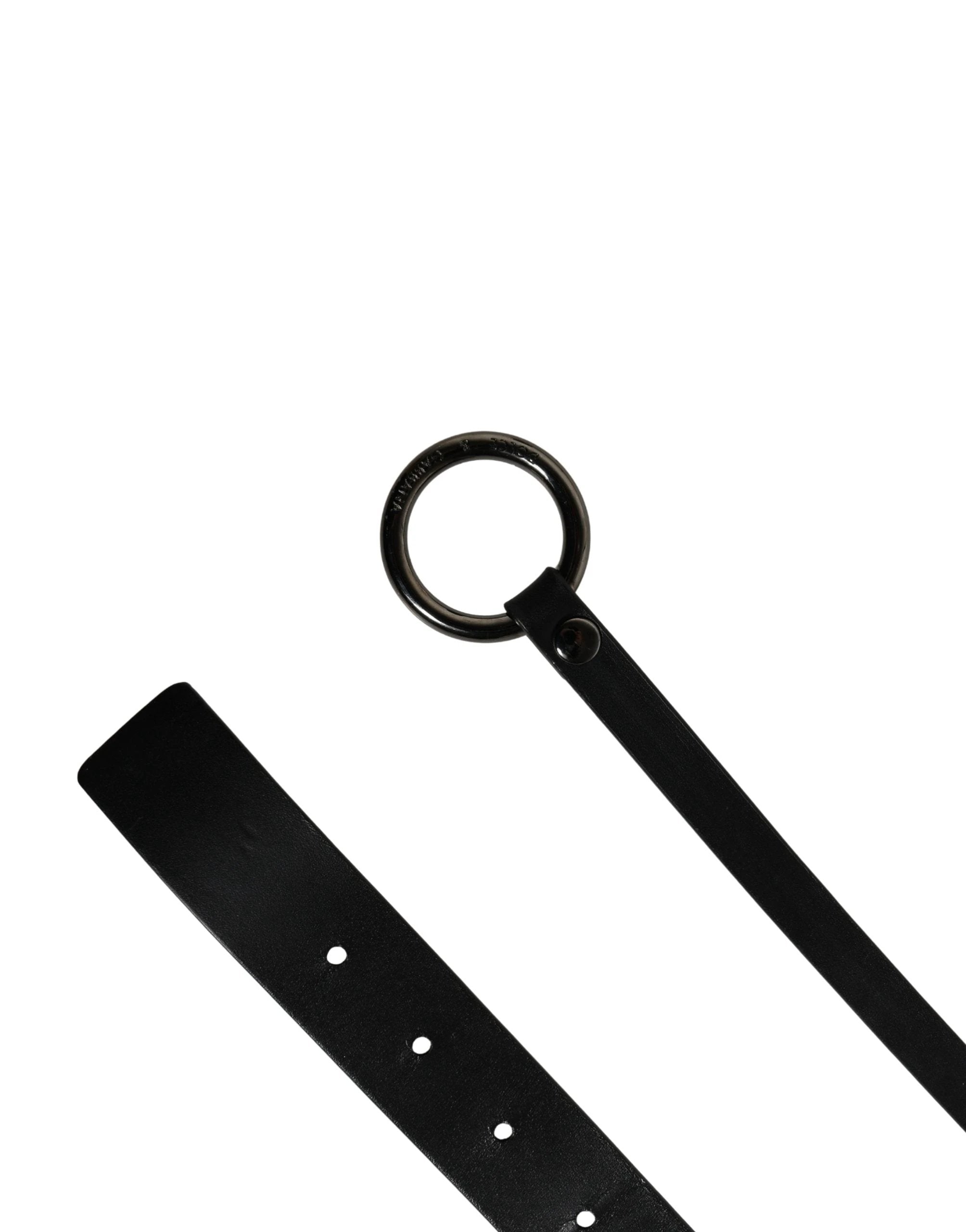 Dolce & Gabbana Men Black Calfskin Leather Metal Buckle Belt