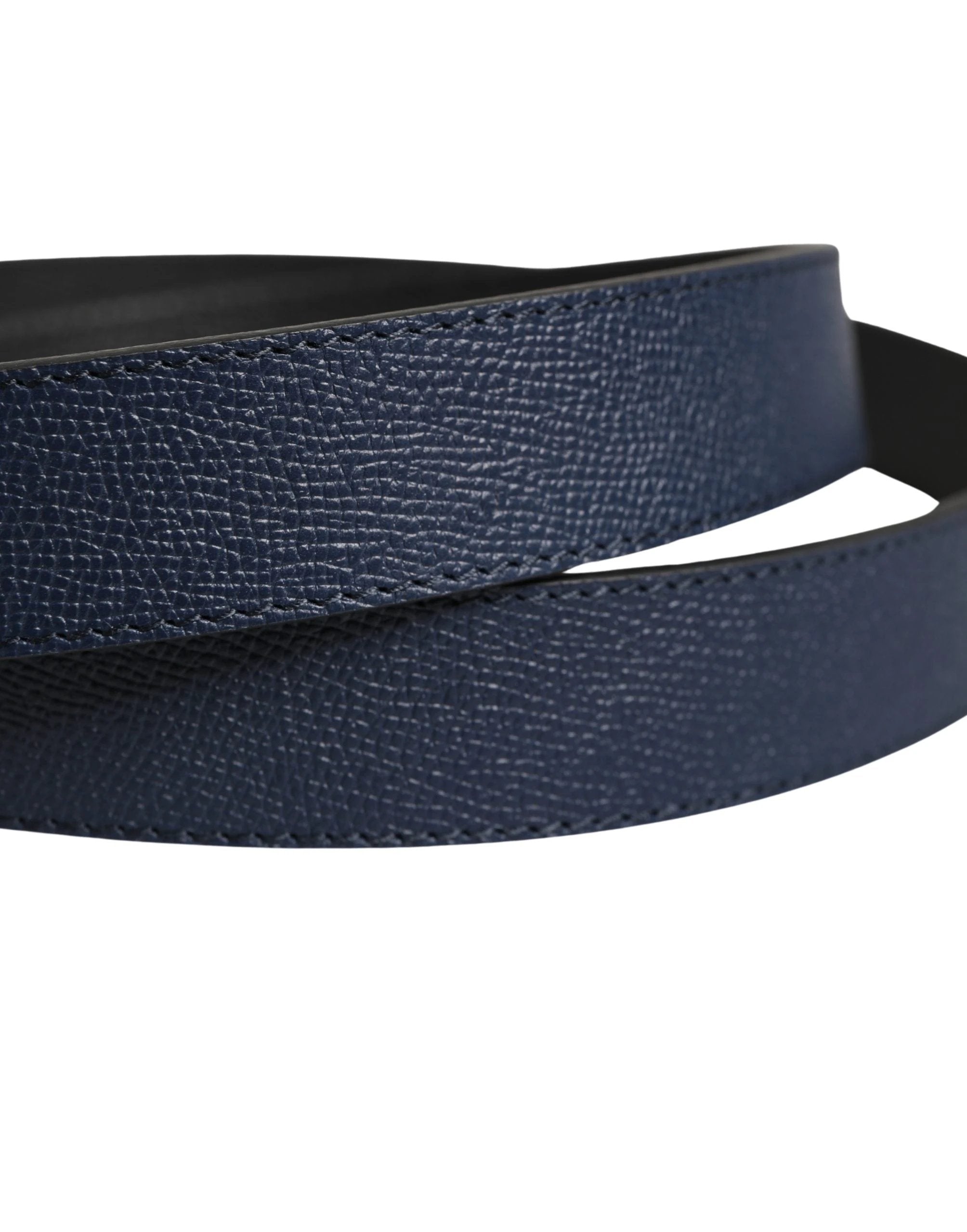 Dolce & Gabbana Men Blue Calfskin Leather Square Buckle Belt