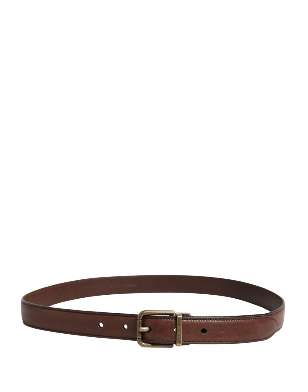 Dolce & Gabbana Men Brown Classic Leather Metal Buckle Belt