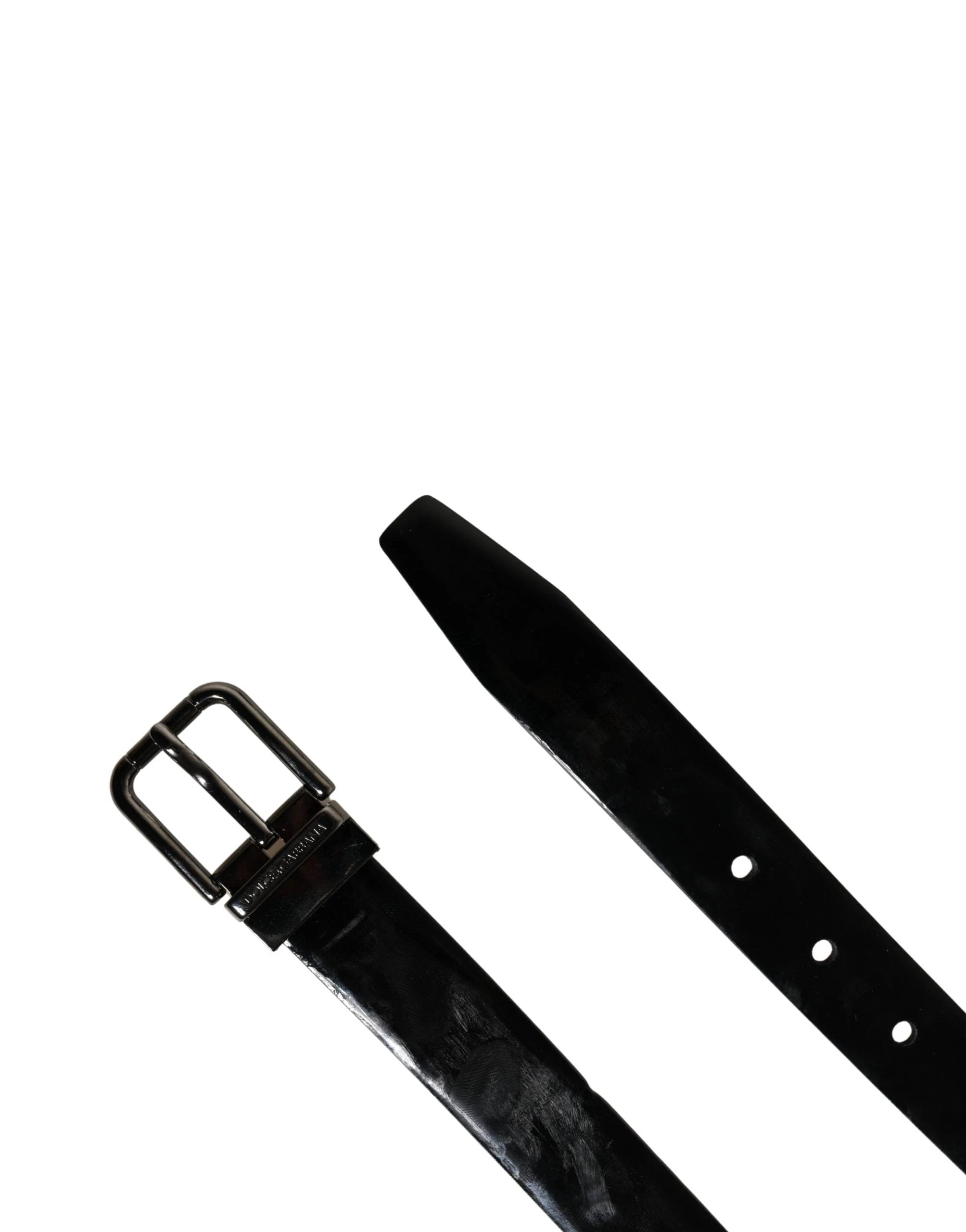 Dolce & Gabbana Men Black Classic Leather Metal Buckle Belt