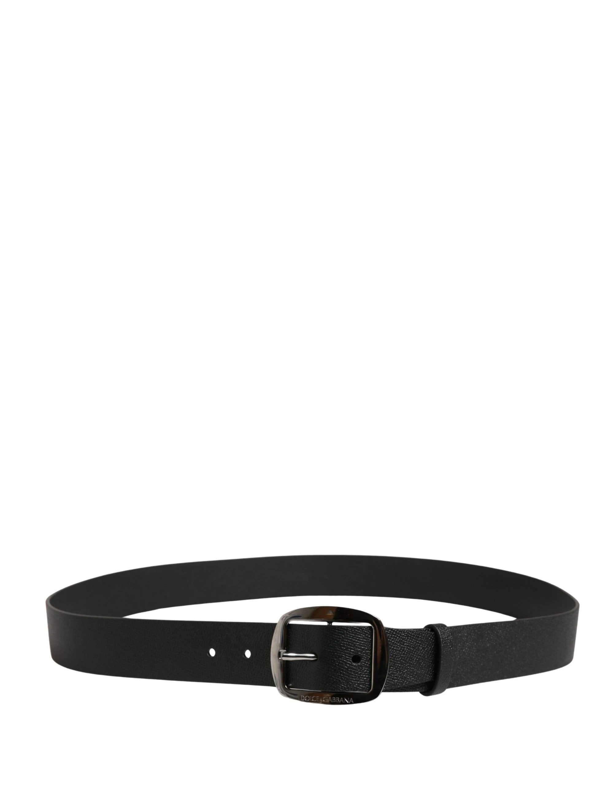 Dolce & Gabbana Men Black Classic Leather Metal Buckle Belt