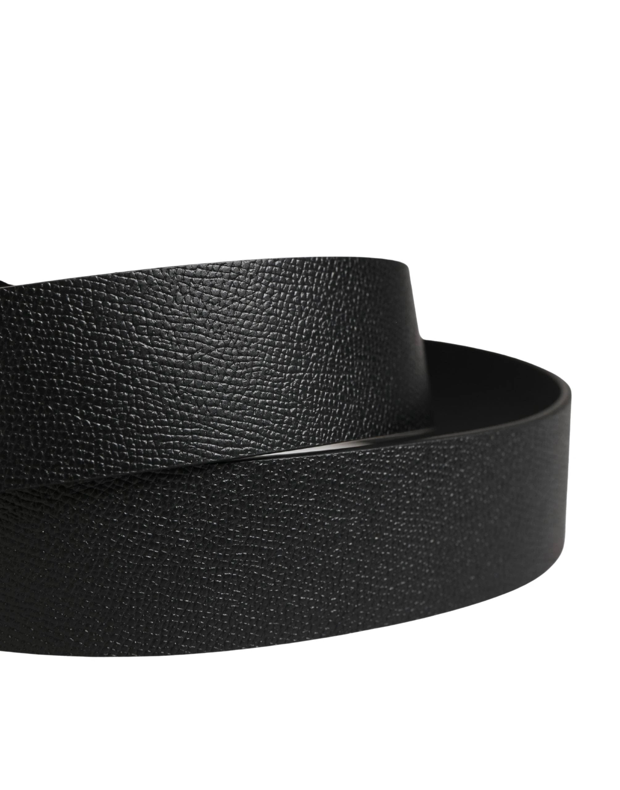 Dolce & Gabbana Men Black Classic Leather Metal Buckle Belt