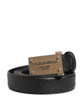 Ceinture Dolce &amp; Gabbana pour homme en cuir de veau noir avec logo et boucle métallique