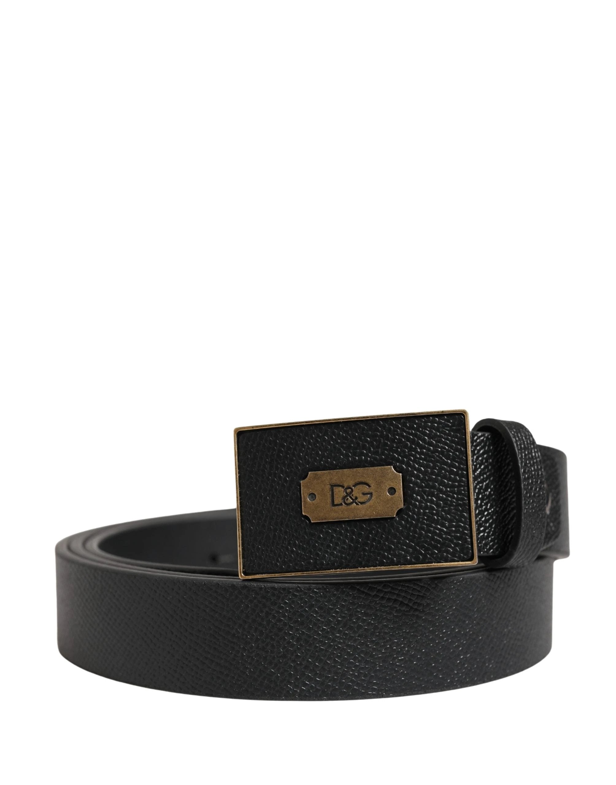 Ceinture Dolce &amp; Gabbana pour homme, en cuir noir classique avec boucle logo.