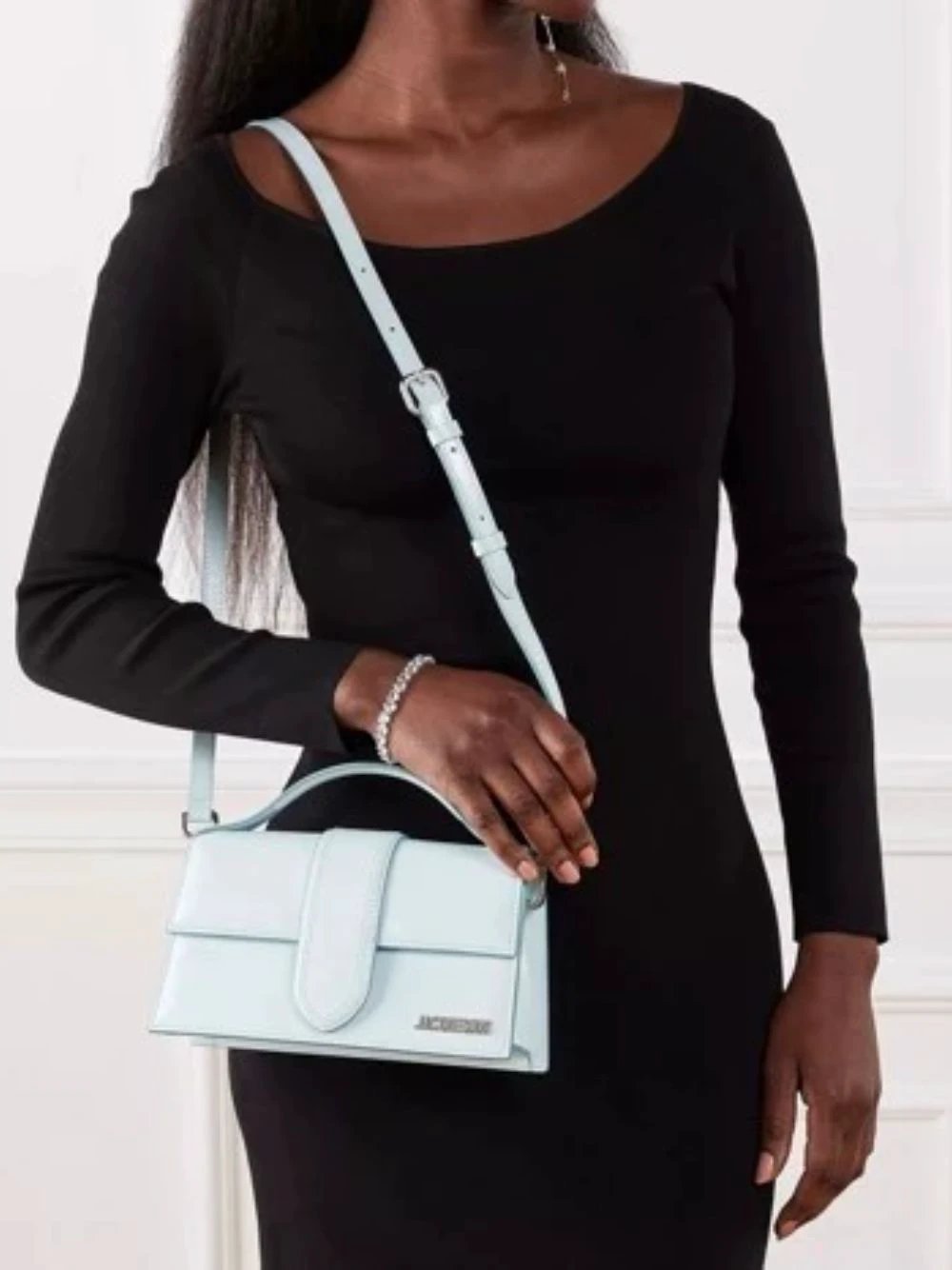 Jacquemus Pale blue Leather Le Grand Bambino Handbag