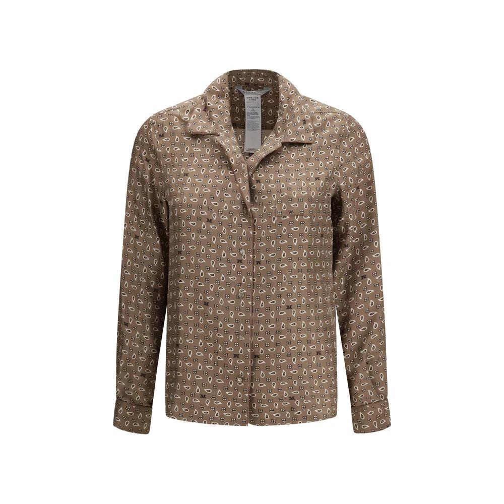 Chemise Max Mara marron à motif soie