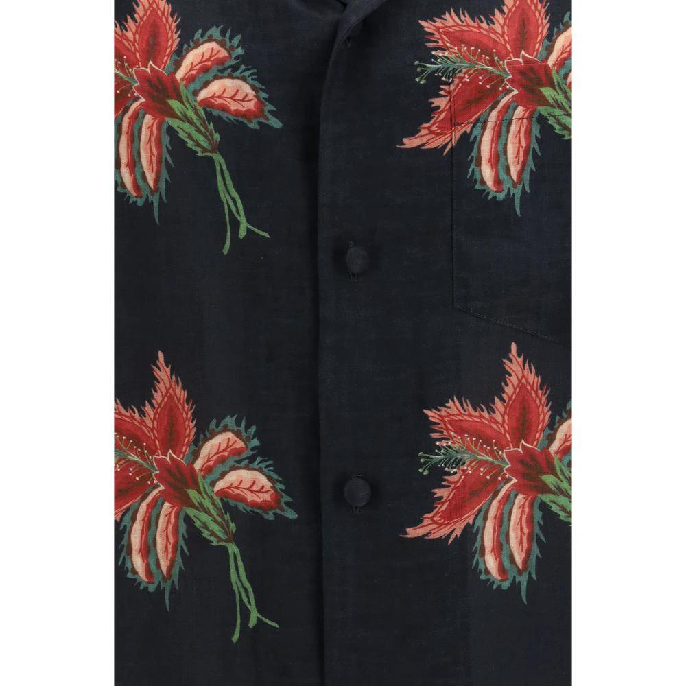 Chemise Valentino en lin noir à motifs