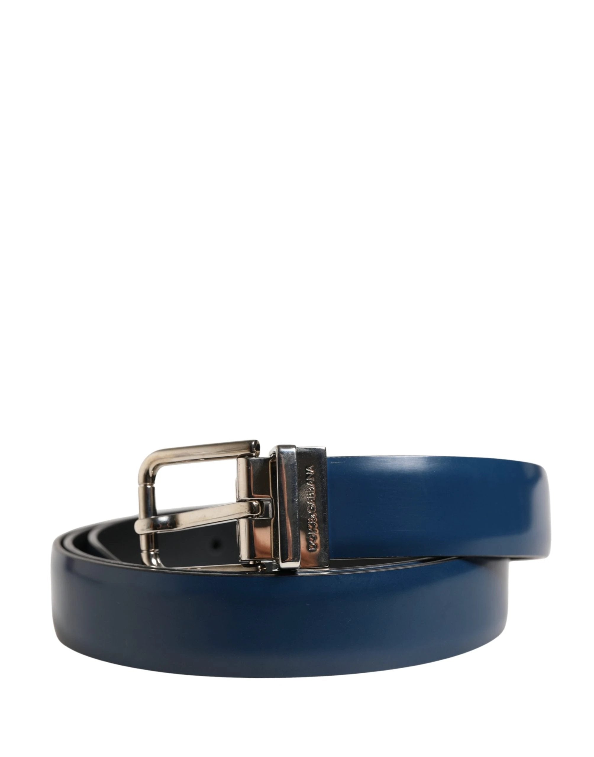 Ceinture Dolce &amp; Gabbana pour homme, en cuir bleu classique avec boucle en métal