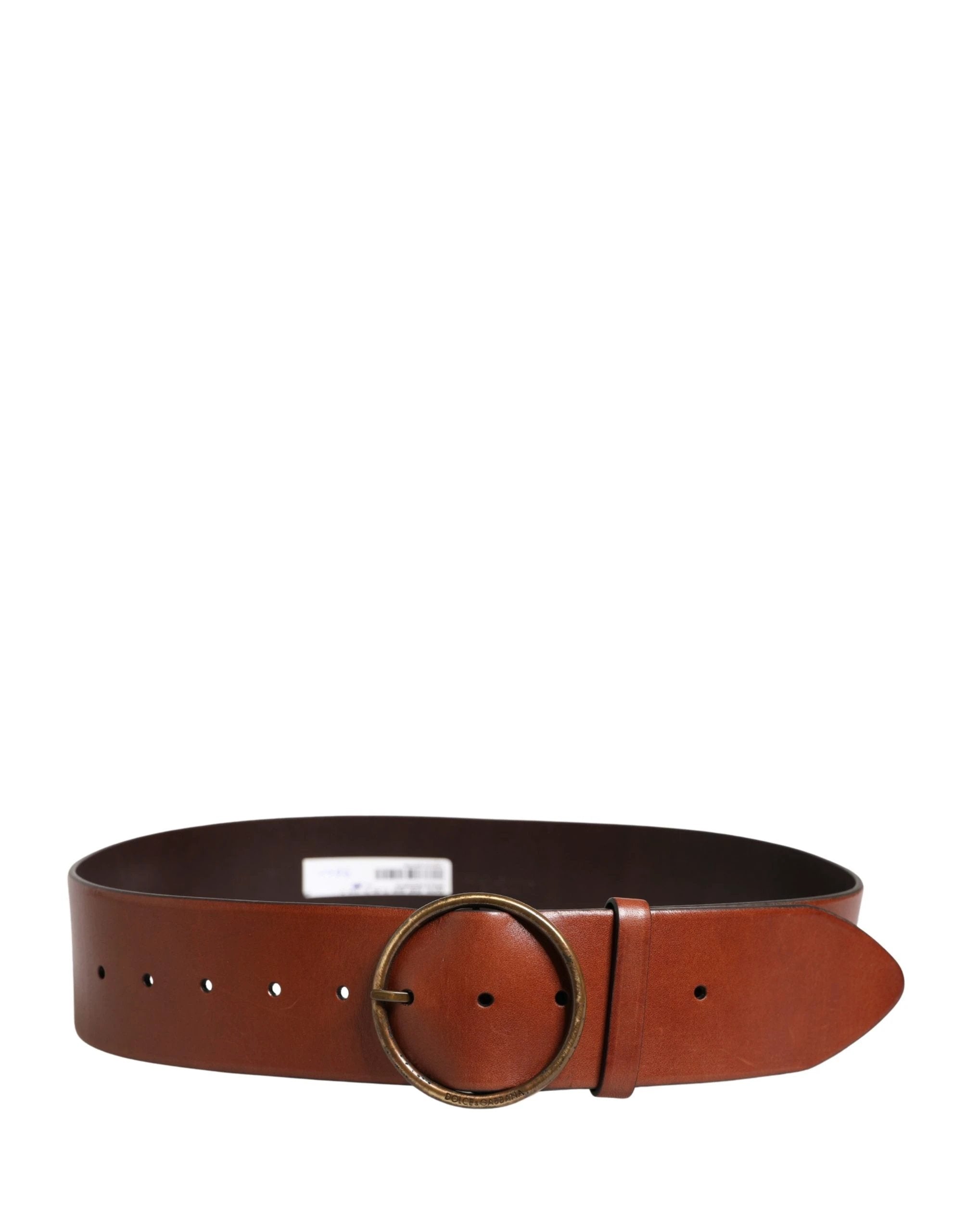 Ceinture Dolce &amp; Gabbana pour homme en cuir marron, taille large, boucle ronde en métal